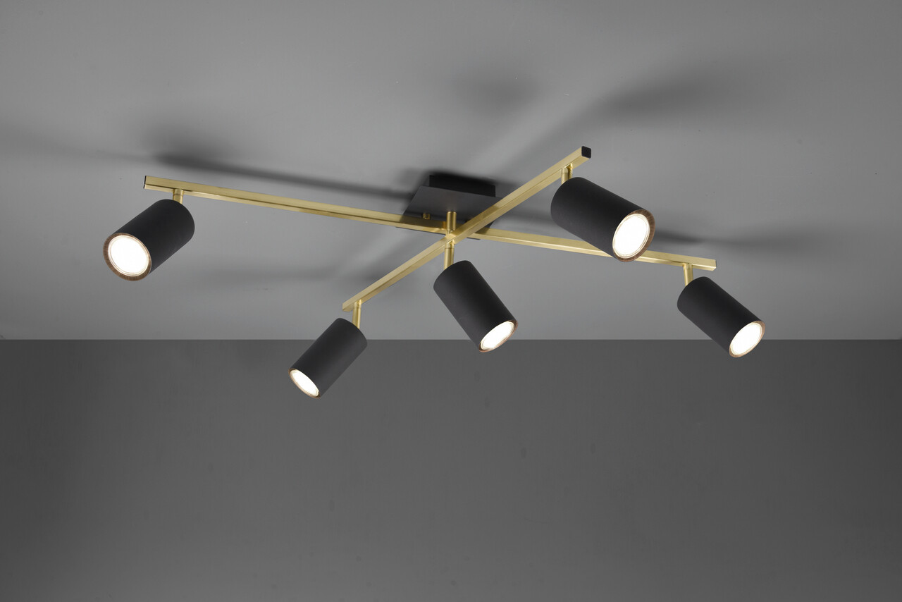Plafoniera Marley, TRIO, 77.4x57.4x22.4 cm, 35W, 5x GU10, metal, negru/auriu - imagine 5